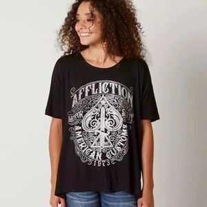 Affliction Black Death Spade rhinestone cutout back graphic tee size XL